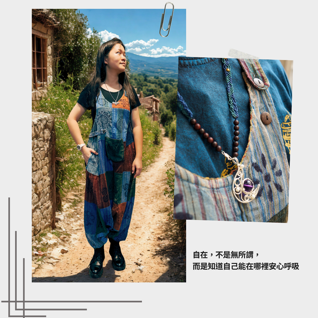 圖騰元素時尚吊帶褲