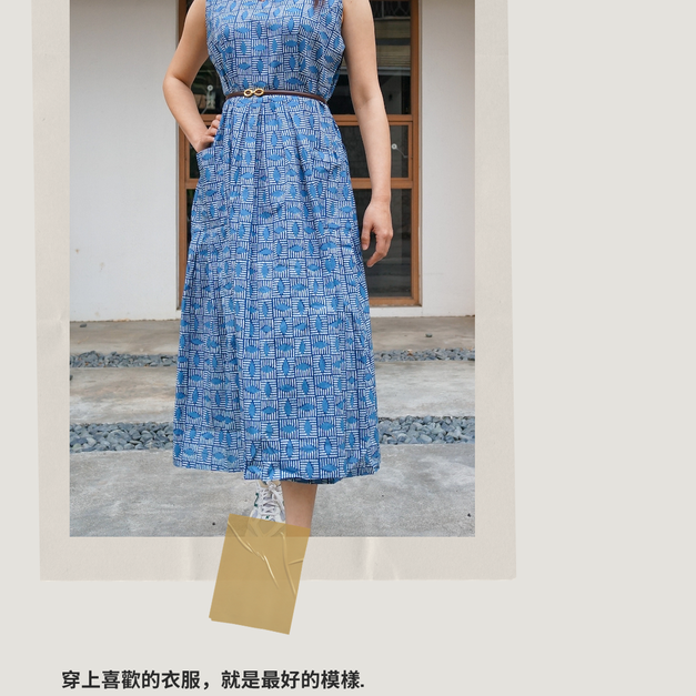 優雅淡然系圓領無袖洋裝
