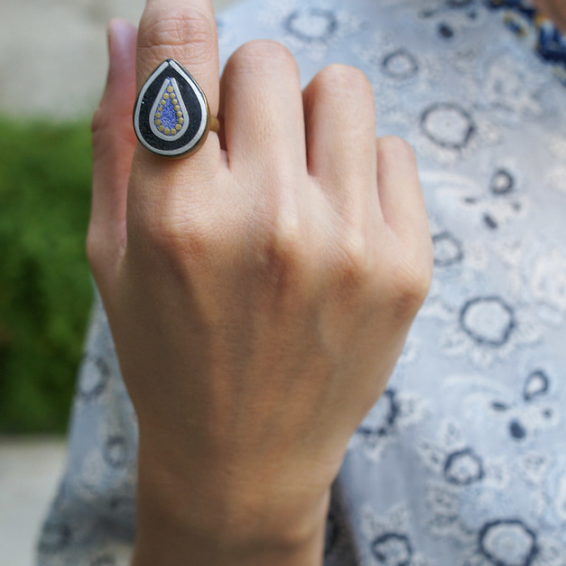 黑曜石黃銅戒指 -$400