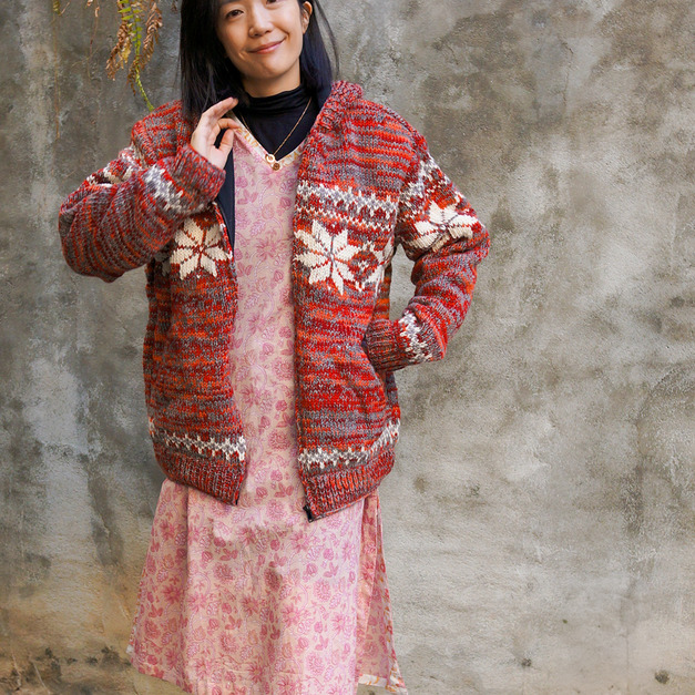 費爾島圖騰手織羊毛鋪絨外套