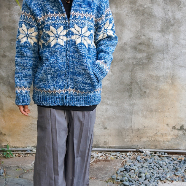 費爾島圖騰手織羊毛鋪絨外套