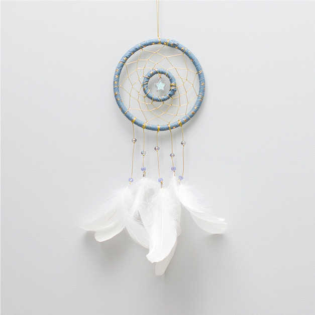 夢醒時分 丹寧淺藍金星 雙環款式 - 捕夢網 14cm - 畢業季 禮物 (測試用)