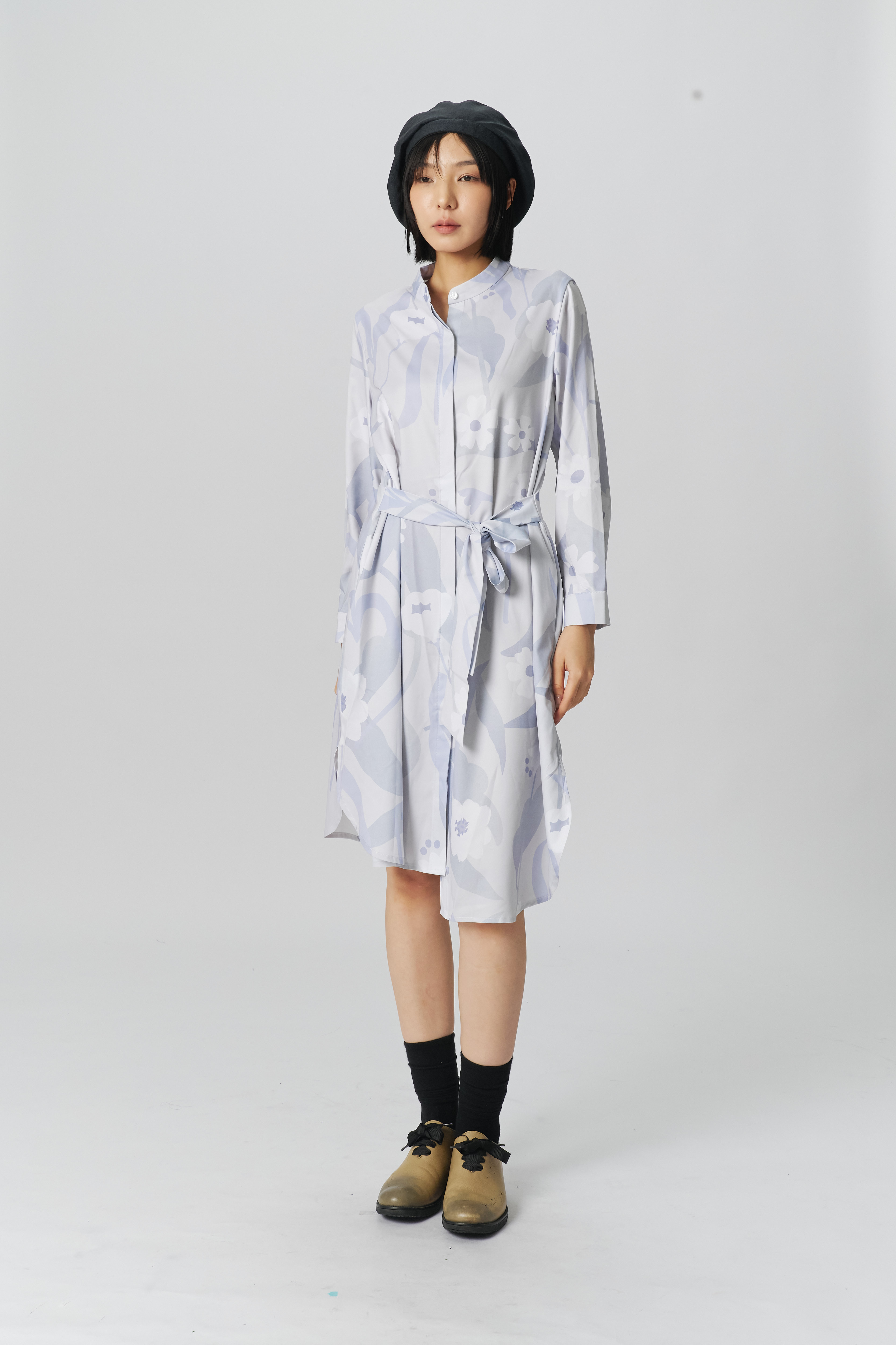 Sew Incorporation 灰藍色印花綁帶洋裝