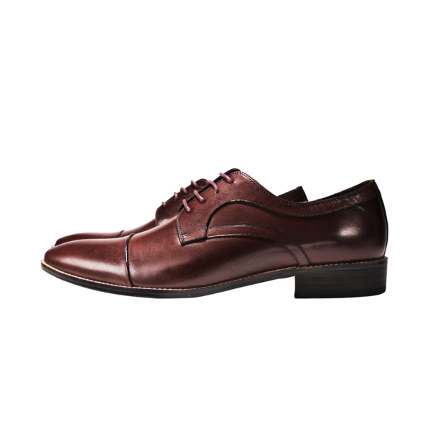 LAIO 簡約仿舊橫紋雕花牛津鞋 - 深咖