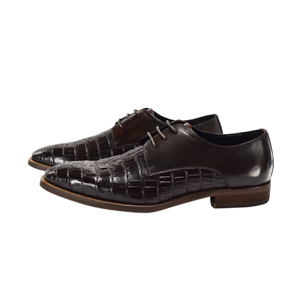 LAIO 鱷魚壓紋德比鞋 - 深咖