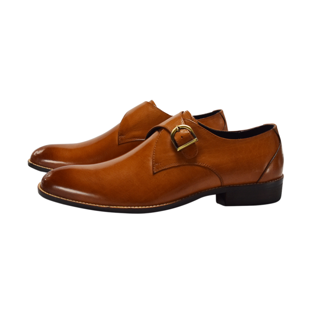 LAIO 極簡雕花漸層單釦孟克鞋 - 焦糖