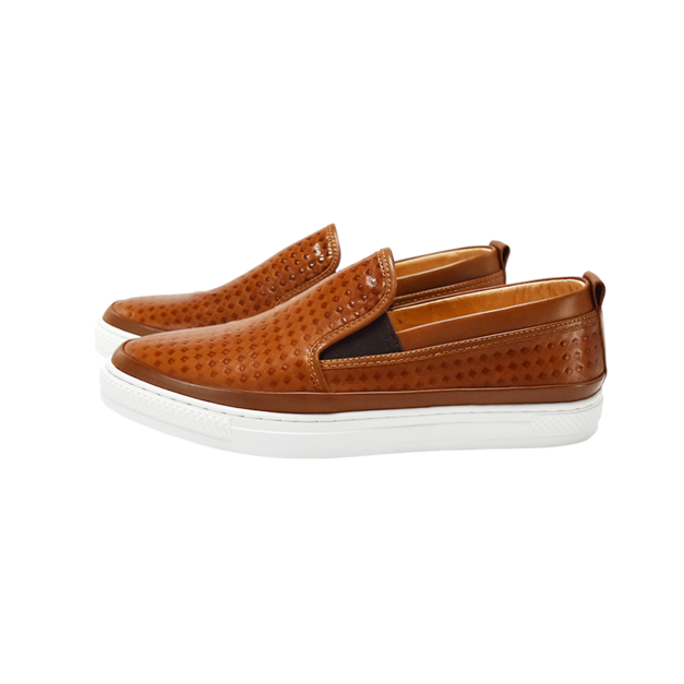 LAIO 立體格紋真皮便鞋 - 焦糖