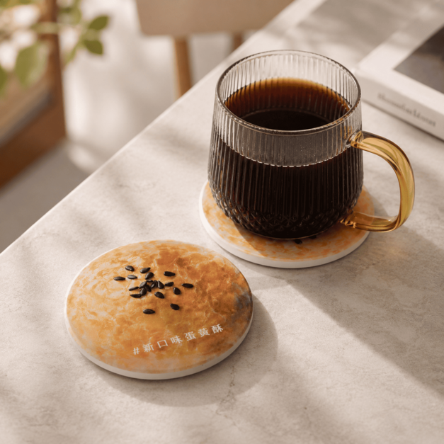 【新口味食品行】蛋黃酥陶瓷杯墊
