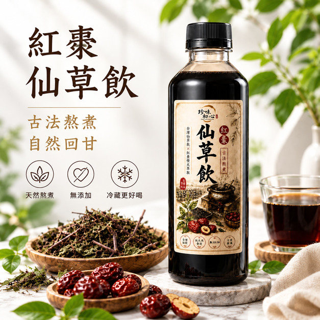 紅棗仙草飲【500ml / 每箱8瓶】｜水上在地農產 仙草甘茶【冷凍配送物流尚未開通完成，可先加Line訂購！】