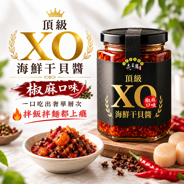 頂級XO海鮮干貝醬 (香辣椒麻)｜手工辣醬