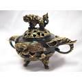 銅製龜鶴獅象淨香爐_3