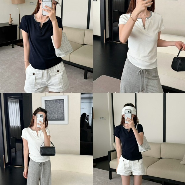 NEW 超舒服撞色短袖tee