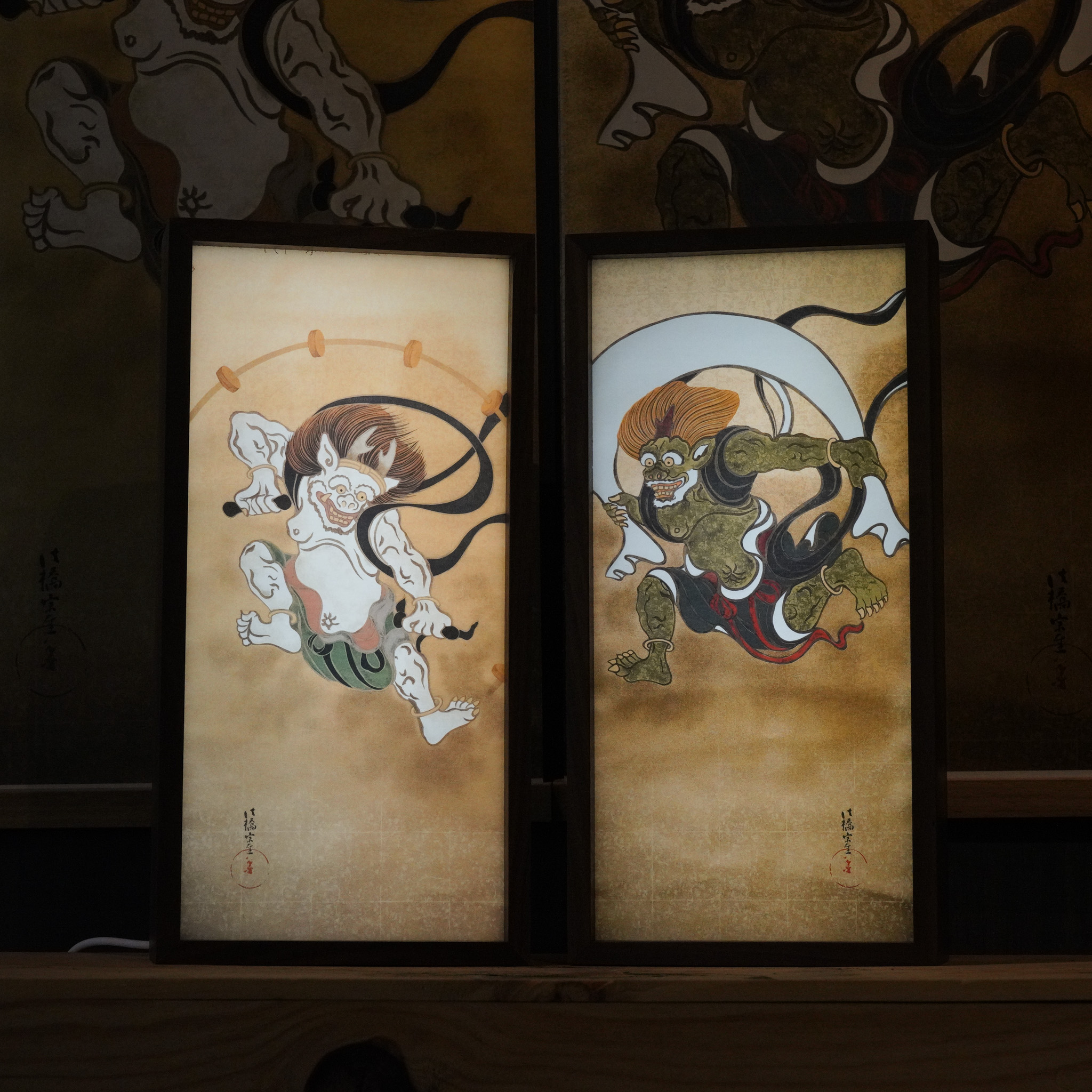 2点セット・絵画・額縁・版画・中川 学・新品未使用・風神圖・雷神圖・小琳派 2点セット・絵画・額縁・版画・中川 学・新品未使用・風神圖