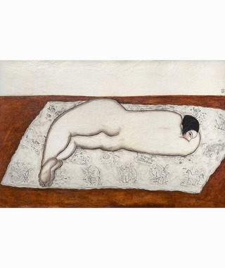 Sanyu 常玉｜花毯上的側臥裸女