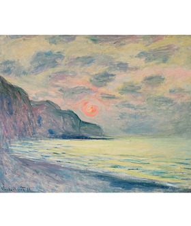 莫內 Monet｜日落，多霧的天氣，布維爾 Soleil couchant, temps brumeux, Pourville