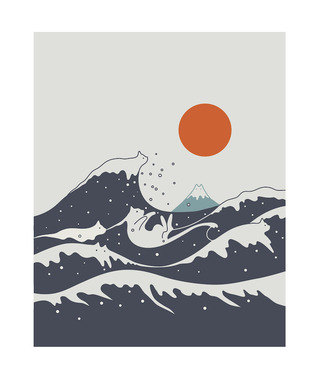 ilovedoodles｜貓咪地景55A-海面衝浪貓貓