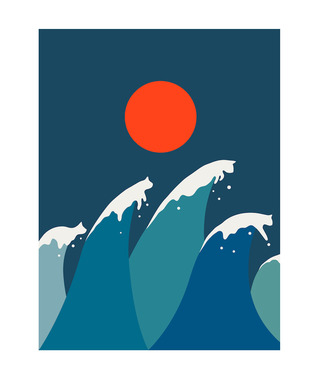 ilovedoodles｜貓咪地景15-浪尖上的貓