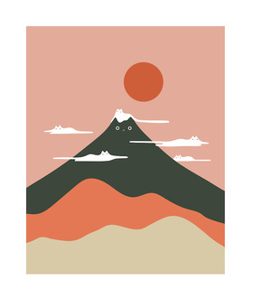 ilovedoodles｜貓咪地景72-富士山旁的貓咪雲