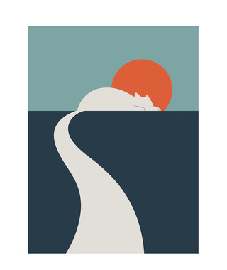 ilovedoodles｜貓咪地景 3- 貓與夕陽