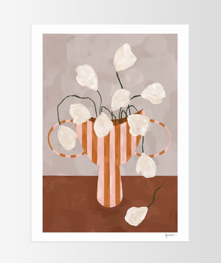 Frankie Penwill | White Flowers in Striped Vase