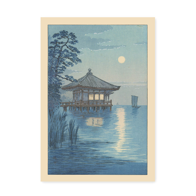 日本版畫｜伊藤雄半 ｜ 琵琶湖浮見堂