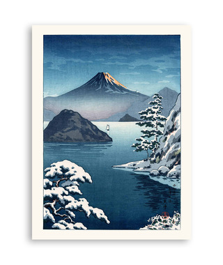 土屋光逸 Tsuchiya Koitsu | 雪中三津濱（水戶）的富士山