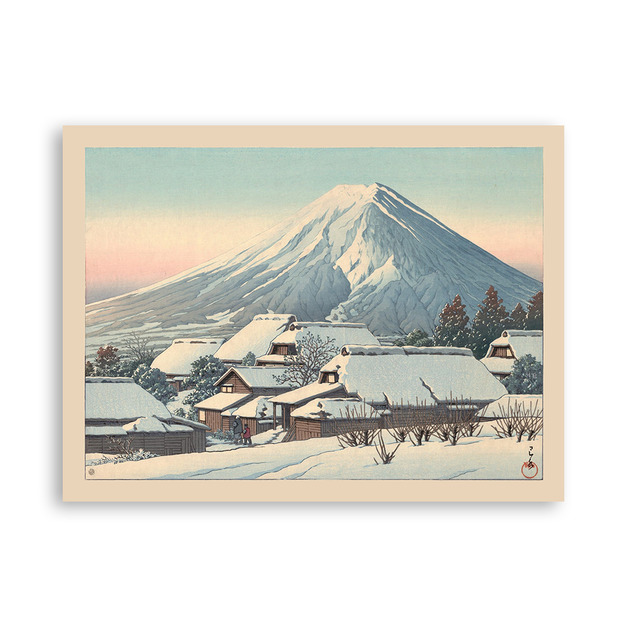 日本版畫｜川瀬巴水 ｜ 雪後清理，吉田 