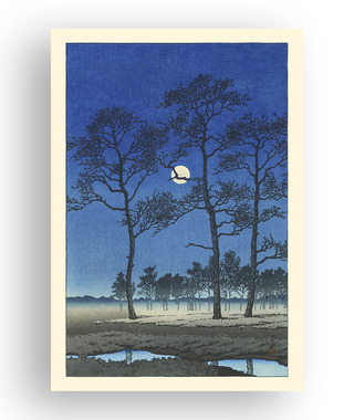 川瀬巴水 Kawase Hasui｜富山原的冬月