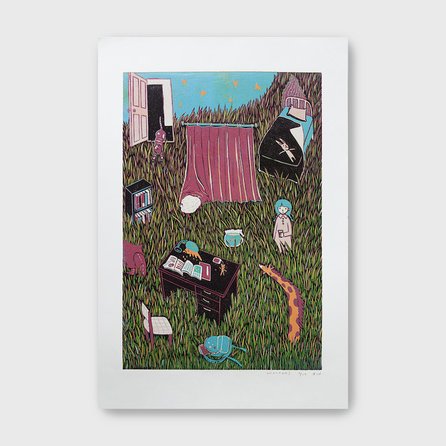 原作版畫｜蔡詠欣 XINs | 草的房間 Grass Room