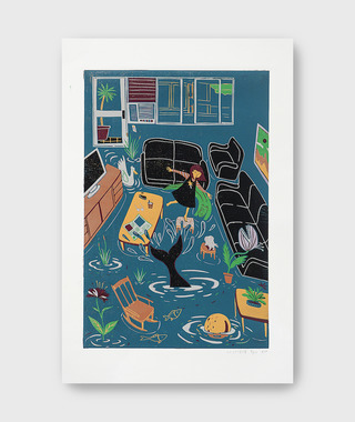 原作版畫｜蔡詠欣 XINs | 客廳遊戲 Games in the Living Room