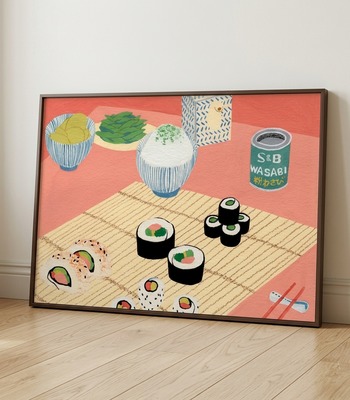張梓鈞｜吃壽司 | 食物餐廳掛畫
