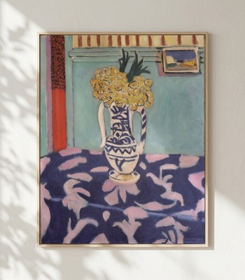 馬諦斯 Henri Matisse｜Cowslips, Blue and Pink Carpet
