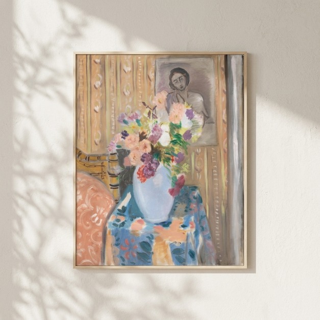 馬諦斯 Henri Matisse｜Flowers or Flowers in front of a portrait