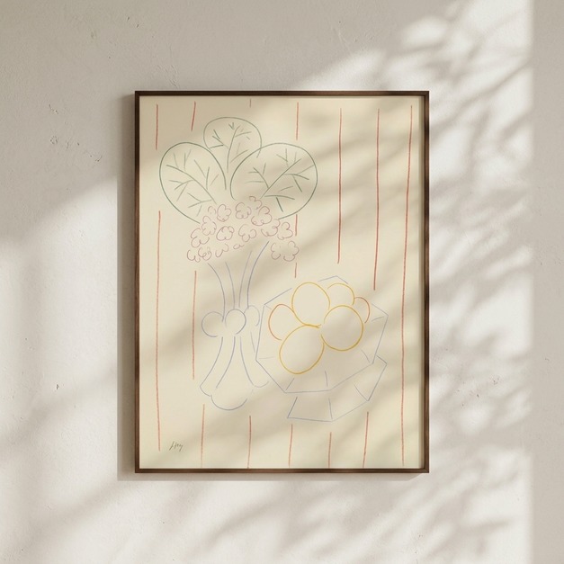 馬諦斯 Henri Matisse｜Flowers and Fruits, Striped Background