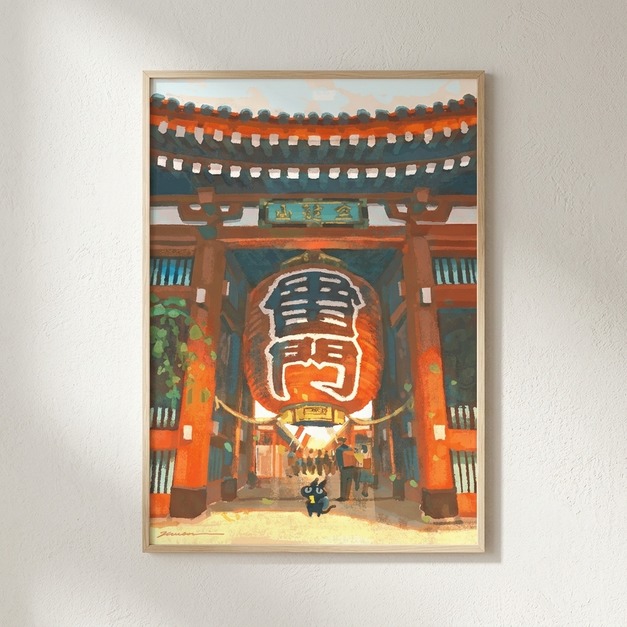 Nuomi 諾米 | 貓老闆來淺草寺-日本街景插畫 