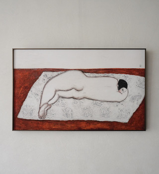 Sanyu 常玉｜花毯上的側臥裸女