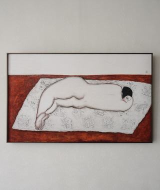 Sanyu 常玉｜花毯上的側臥裸女
