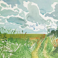 David Hockney｜Cart Track and Pylon (from Midsummer: East Yorkshire)_2
