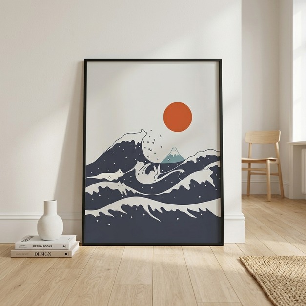 ilovedoodles｜貓咪地景55A-海面衝浪貓貓