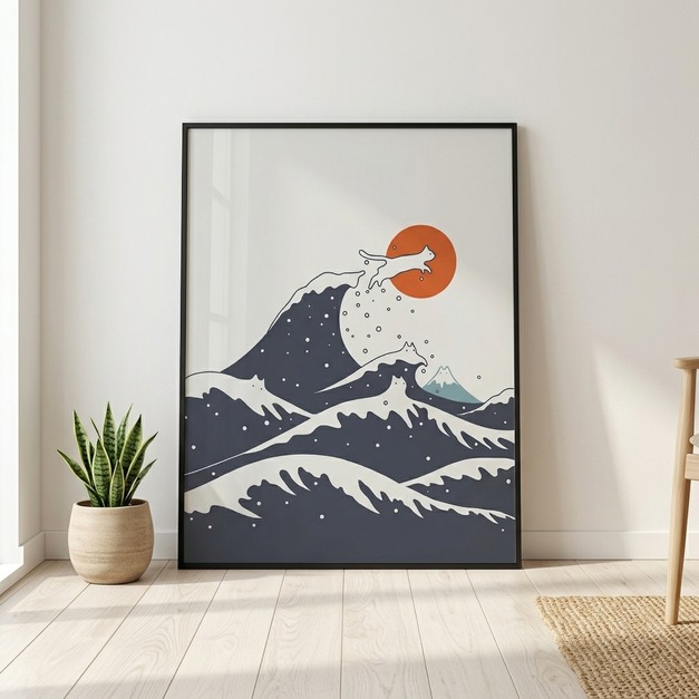 ilovedoodles｜貓咪地景55C-衝浪高高貓貓