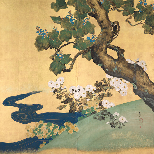 桐菊流水圖屏風 酒井抱一