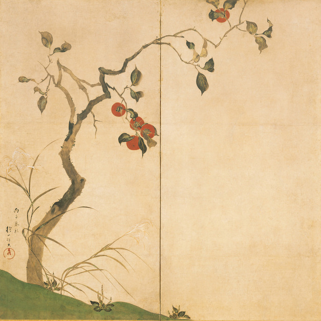 柿圖屏風 酒井抱一