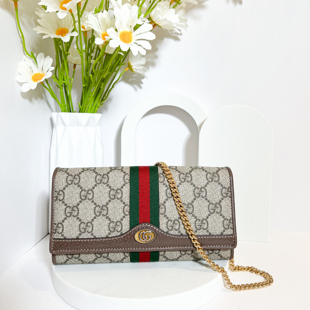 GUCCI Ophidia GG金屬鏈錢包 WOC