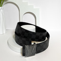 LOUIS VUITTON 4cm 雙面皮帶 棋盤格/素黑 LV_1