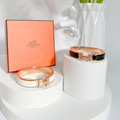 Hermes Clic H 玫瑰金手環 手鐲 白_7