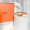 Hermes Clic H 玫瑰金手環 手鐲 白