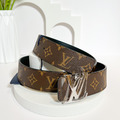 LOUIS VUITTON 3cm 雙面皮帶 咖老花/素黑 LV_1