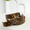 LOUIS VUITTON 2.5cm 皮帶 咖老花 LV