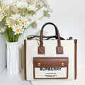 BURBERRY 帆布拼接托特包 23cm