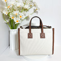 BURBERRY 帆布拼接托特包 23cm_4